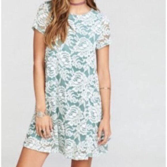 Show Me Your Mumu Women's Lovers Lace Romantic Mini Dress Sage Green Size Small - Picture 1 of 13